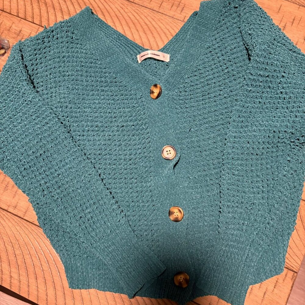 Teal Knitted Soft Warm Button Sweater
